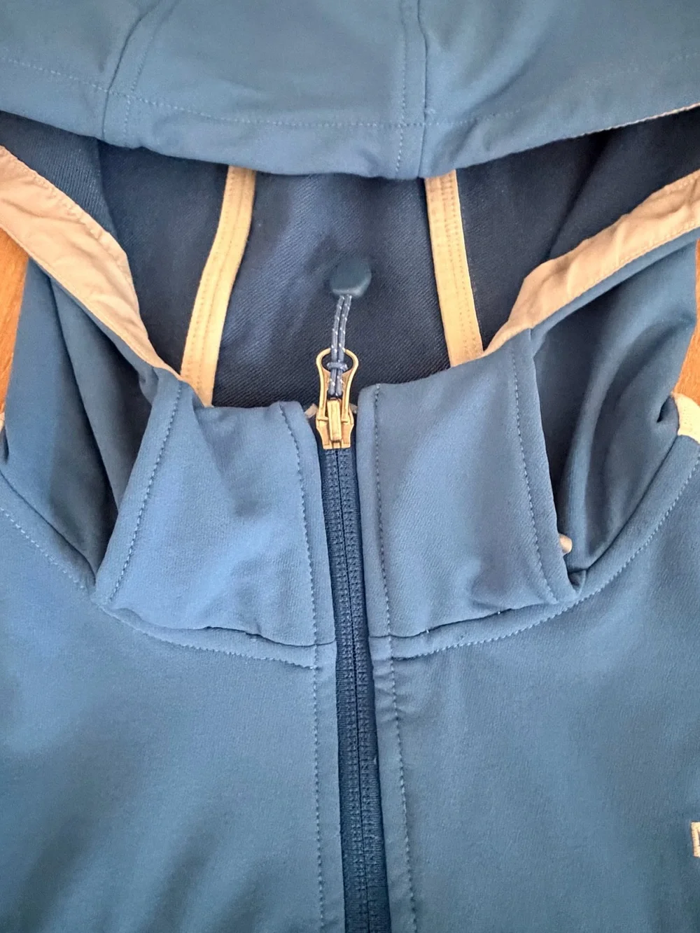 The North Face Boys' Blue Hooded Jacket with White Stripes
